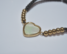 Brazalete de corazon de acero inoxidable dorado ajustable